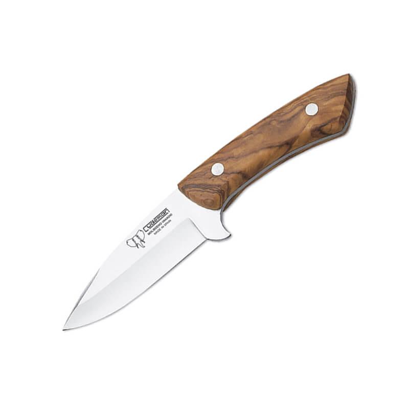Cuchillo desollador Cudeman con puño en madera de olivo, hoja 8,5 cm