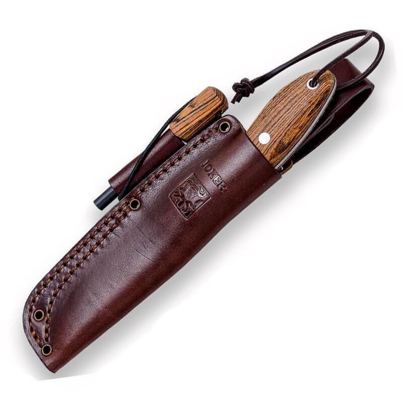 Joker BS9 Canadiense Couteau de brousse avec manche en bois de corne et silex