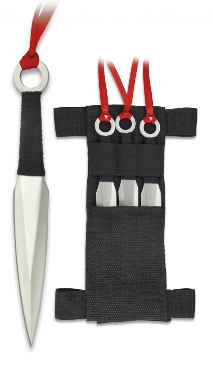 Set de tres cuchillos lanzadores Albainox con mango encordado neg...
