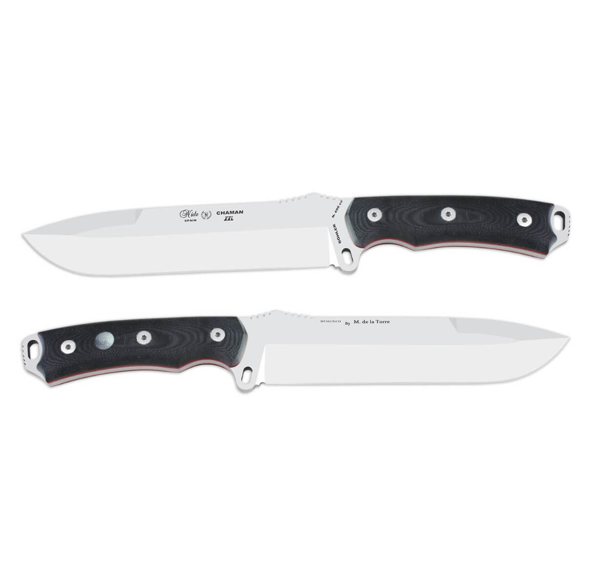 Cuchillo bushcraft Nieto Chamán XXL con mango de G10 negro y hoja de acero Bohler N690Co de 19.5 cm