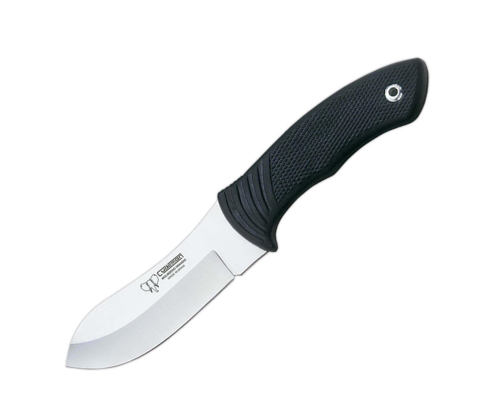 Cuchillo de caza Cudeman Nessmuk 111-H con puño de caucho negro y hoja de 10 cm