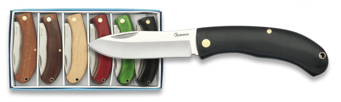 Coffret de 6 couteaux de poche Albainox présentés en coffret avec...