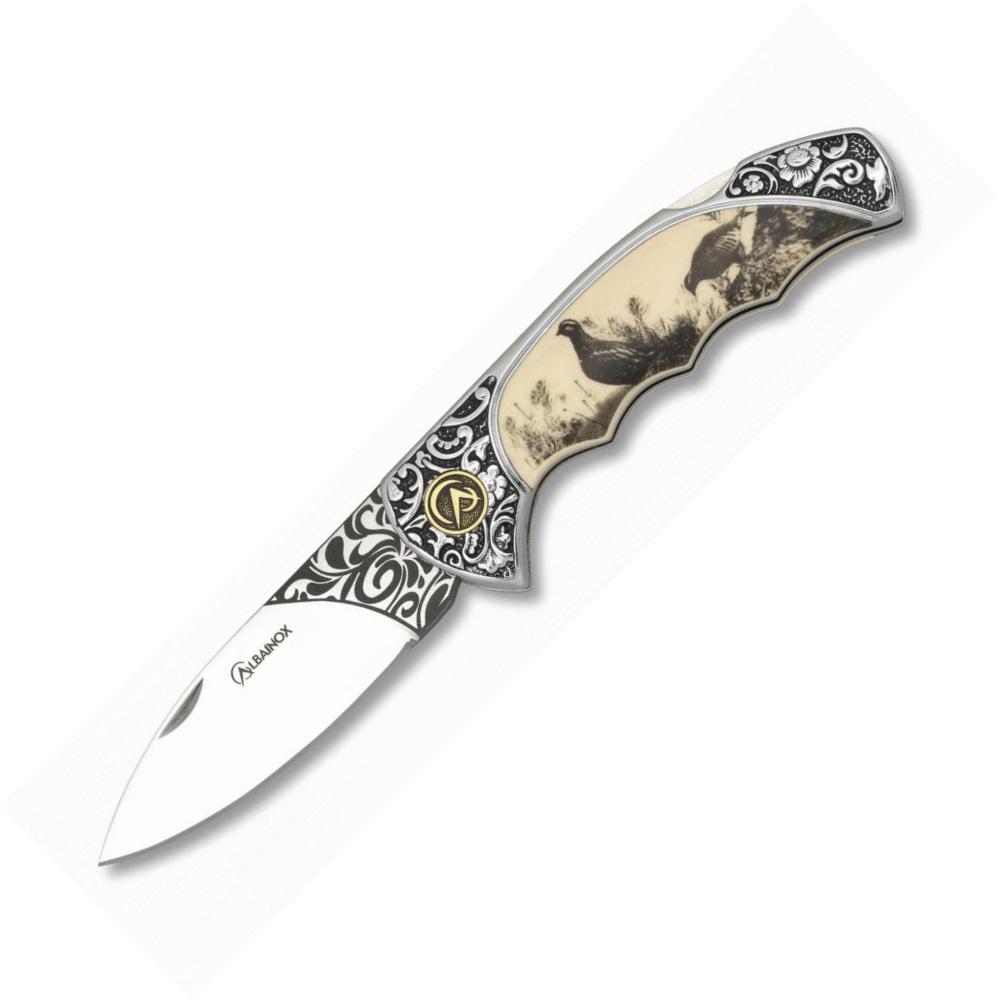 Couteau de poche Albainox avec mitre en zamak, manche orné de per...