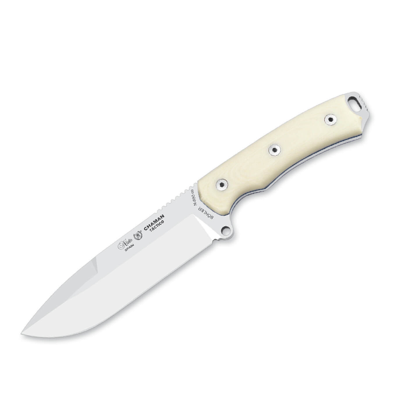Cuchillo Nieto Chamán Táctico básico con mango de micarta blanca ...