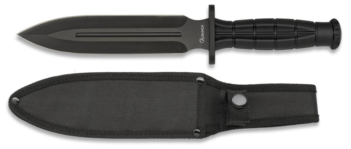 Cuchillo Táctico Albainox Midway Black con funda de nylon y hoja ...