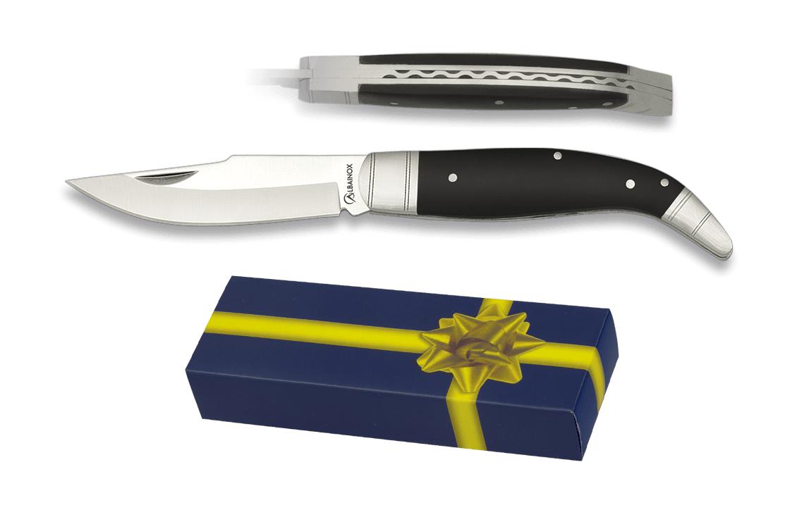 Navaja Albainox de acero y POM negro y hoja de 7,2 cm