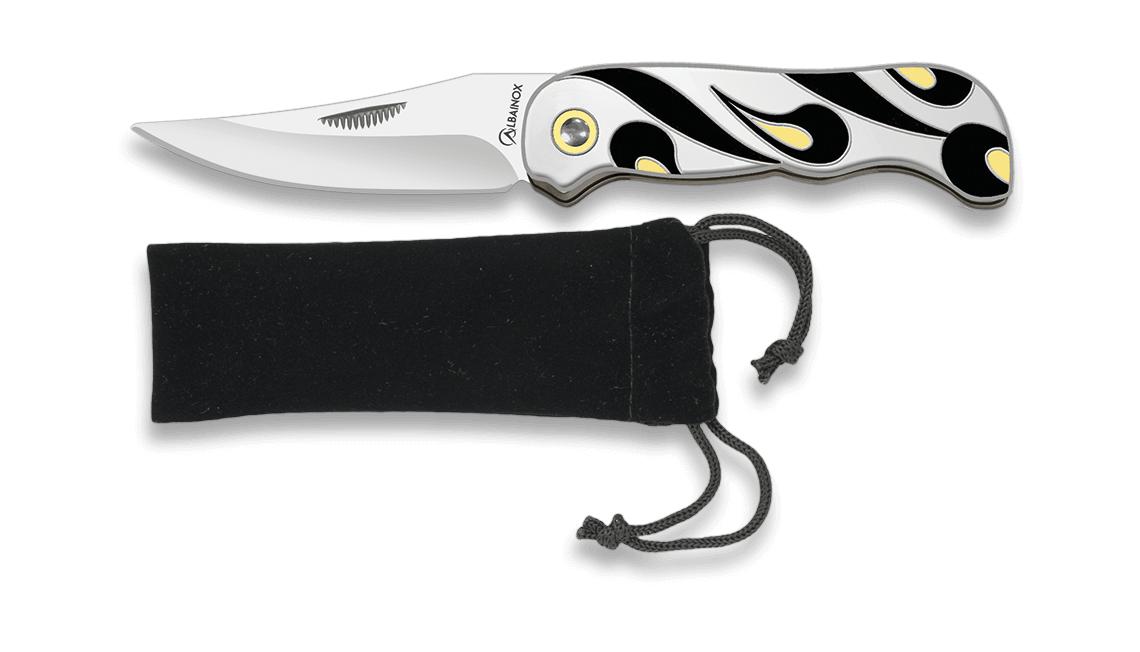 Navaja Albainox decorada con cachas esmaltadas y hoja de 6 cm