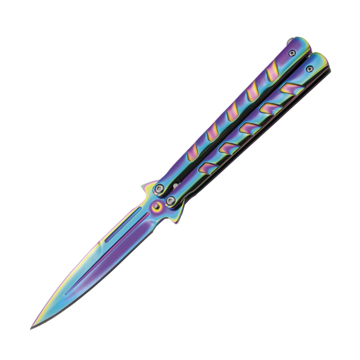 Navaja mariposa rainbow y hoja satinada de 12 cm 16100W