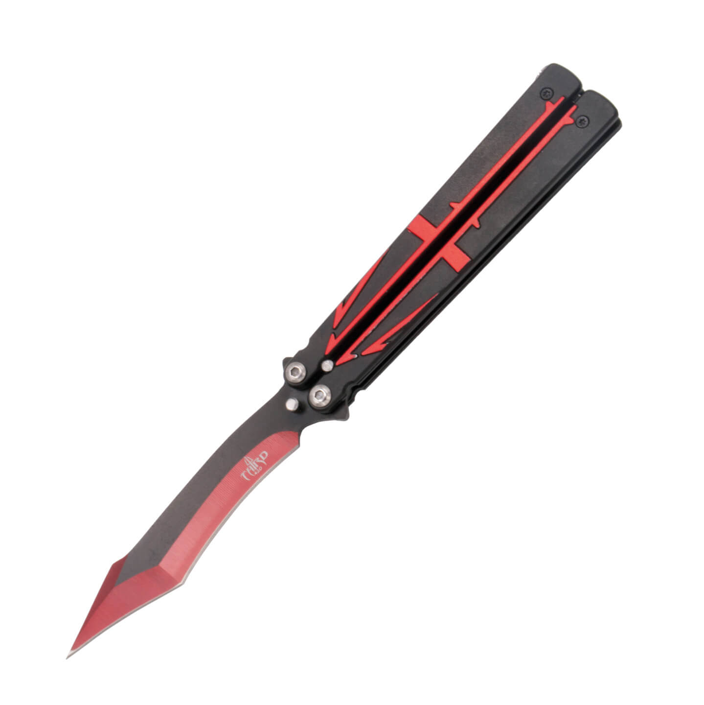 Navaja mariposa negra y roja con hoja de 12.6 cm K2805BKT