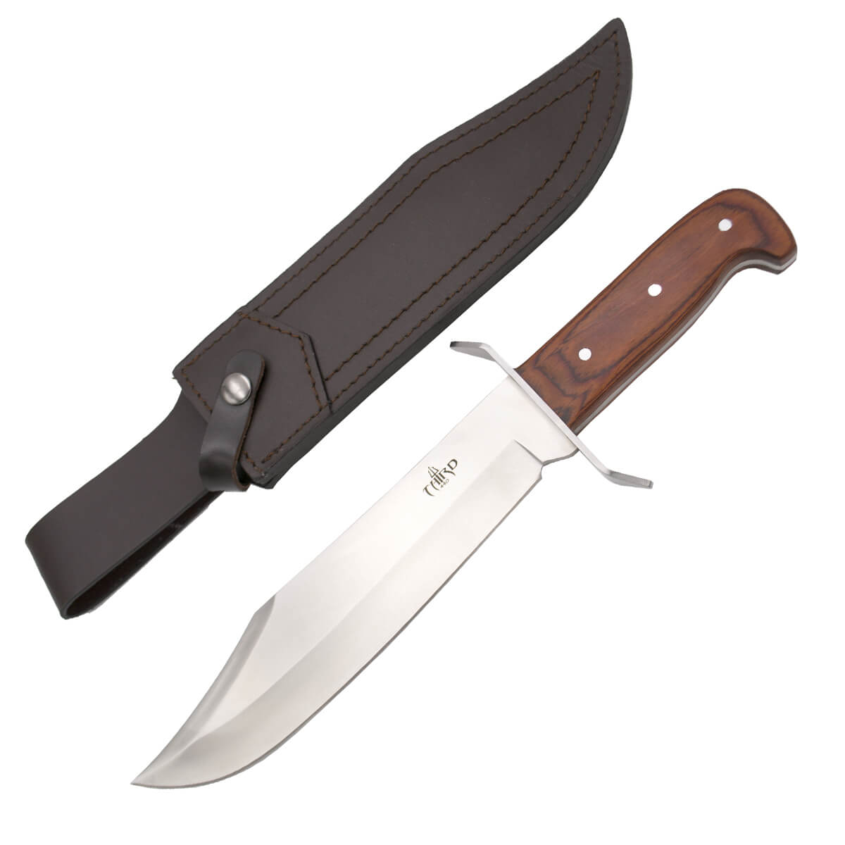Couteau de chasse monobloc avec lame bowie de 25 cm et manche en pakkawood
